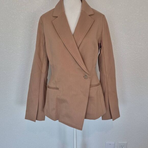 Spanx Women's Perfect Asymmetrical Blazer Toffe Tan Size S - Picture 2 of 12